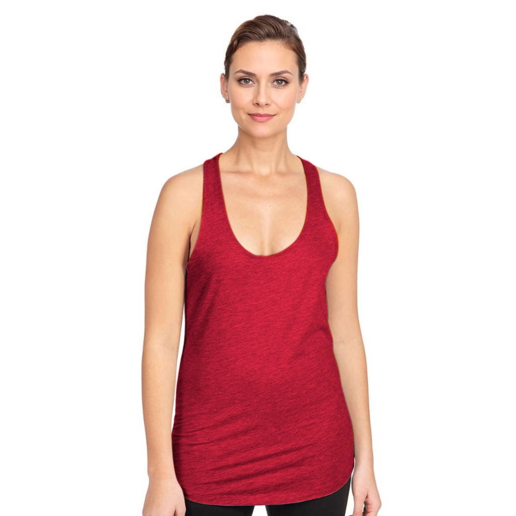 Next Level Apparel Women's Ideal Racerback Tank - 60% Cotton 40% Polyester, Casual Sleeveless Top (Banana-Navy, Large)
