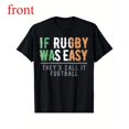 thumbnail image 1 of Women's "If Rugby Was Easy They'd Call It Football" Graphic Comfortable T-Shirt Cotton Short Sleeve Round Neck Top Black S-5XL, 1 of 5