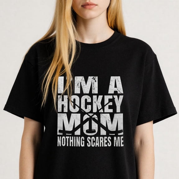 Women's Im A Hockey Mom Nothing Scares Me T-Shirt S-4XL Mother's Day Gift