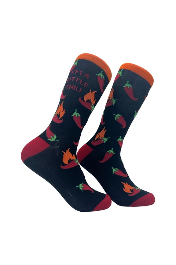 Women's Im A Little Chili Socks Funny Spicy Hot Peppers Joke Footwear