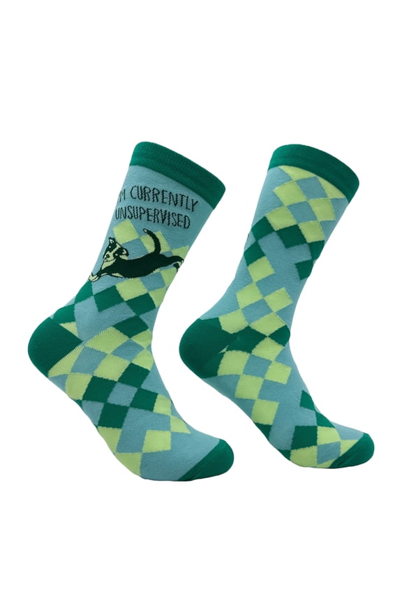 Women's Im Currently Unsupervised Socks Funny Sarcastic Dog Graphic Footwear
