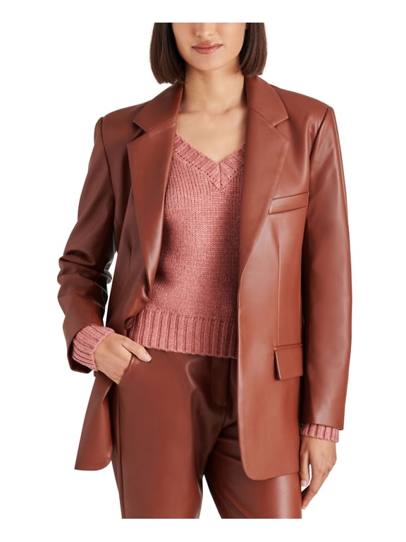 Women's Imaan Faux Leather Blazer Cognac XL