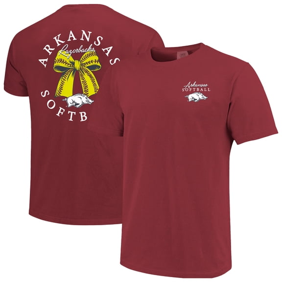 Women's Image One  Cardinal Arkansas Razorbacks Comfort Colors Softball Bow-T-Shirt
