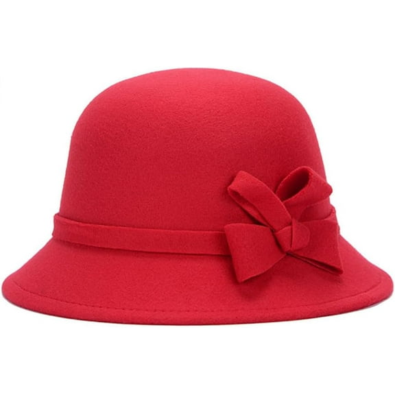 Women's Imitation Wool Hat 1920S Vintage Cloche Bucket Church Bowler Bow Fall Winter Hats