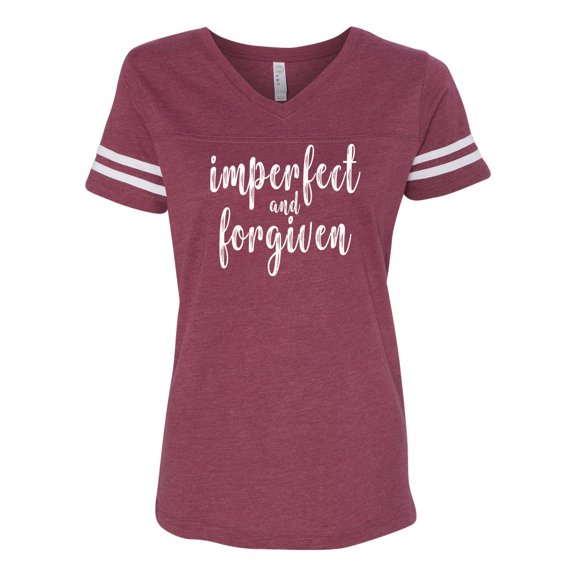 Women's Imperfect and Forgiven Ladies Football Tee-Vintage Burgundy-medium