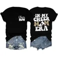 thumbnail image 1 of Women's In My Cheer Mom Era T-Shirt Leopard Print Graphic Tee Short Sleeve Casual Top, 1 of 6