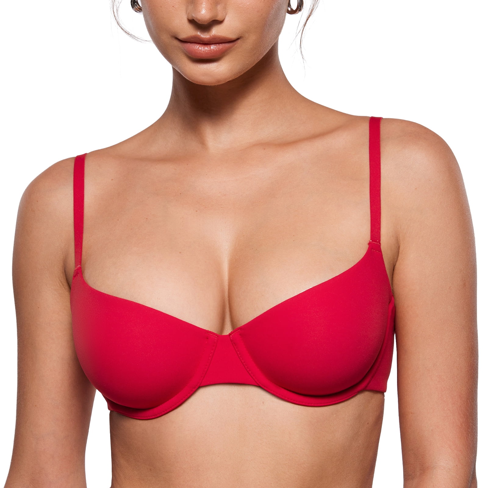 DELIMIRA Women's Full Coverage Plus Size Seamless Padded Underwire Bra - Lipstick Red, 32DD