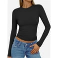 thumbnail image 1 of Women's Inbarely Soft Long Sleeve Tops Crew Neck Slim Fit Basic Casual Going Out Tees Shirts, 1 of 6