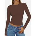 thumbnail image 1 of Women's Inbarely Soft Long Sleeve Tops Crew Neck Slim Fit Basic Casual Going Out Tees Shirts, 1 of 6