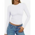 thumbnail image 1 of Women's Inbarely Soft Long Sleeve Tops Crew Neck Slim Fit Basic Casual Going Out Tees Shirts, 1 of 6