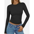 thumbnail image 1 of Women's Inbarely Soft Long Sleeve Tops Crew Neck Slim Fit Basic Casual Going Out Tees Shirts, 1 of 6