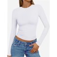 thumbnail image 1 of Women's Inbarely Soft Long Sleeve Tops Crew Neck Slim Fit Basic Casual Going Out Tees Shirts, 1 of 6