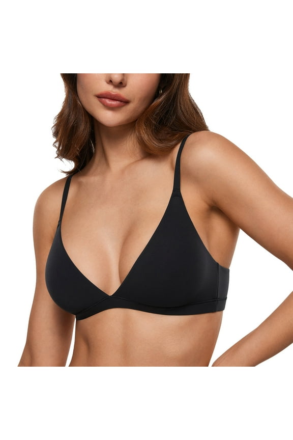 Women's Inbarely Triangle Bralette Plunge Unlined Seamless Wireless Bra Sexy