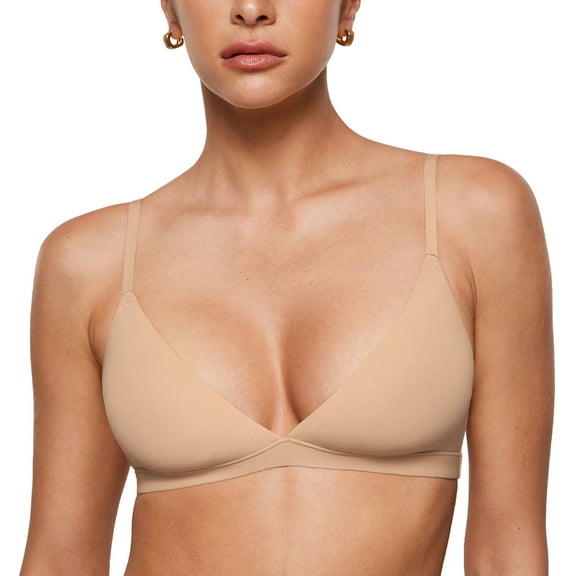 Women's Inbarely Triangle Bralette Plunge Unlined Seamless Wireless Bra Sexy