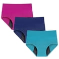 thumbnail image 1 of Women's Incontinence Underwear, Reusable High Waisted Cotton Briefs for Postpartum, Bladder Leak, 100ml 3 Pack (Multicolor01, Large), 1 of 6
