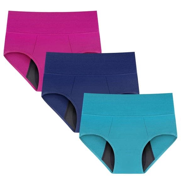 Women's Incontinence Underwear, Reusable High Waisted Cotton Briefs for Postpartum, Bladder Leak, 100ml 3 Pack (Multicolor01, X-Large)