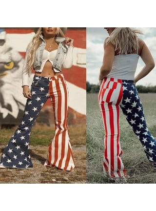 American Flag Jeans Women, American Flag Flare Jeans