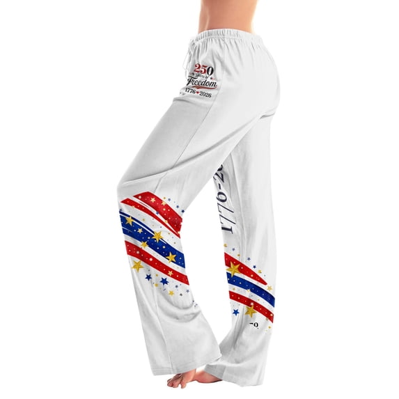 Women's Independence Day Pajama Pants Soft Breathable Wide Leg Loose Fit Daily Loungewear