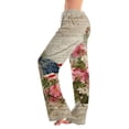 thumbnail image 1 of Women's Independence Day Pants United States USA Flag Print Elastic High Waist Pants Wide Leg Classic Fit Comfy Daily Wear Pajama Bottoms, #01 Coffee, XL, 1 of 5