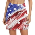 thumbnail image 1 of Women's Independence Day Printed Elastic Waist Pocketed Double Layer Gym Skirt Patriotic Design for Fitness & Celebrations, 1 of 5