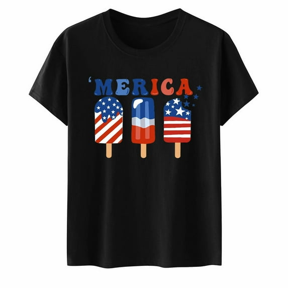 Women's Independence Day Star Pattern Printed T Shirt Printed Top Loose Casual T Shirt