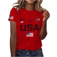 thumbnail image 1 of Women's Independence Day T-Shirt American Flag 4th of July Print Tops Short Sleeve Crew Neck Casual Tees Multicolor, 1 of 4
