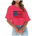 thumbnail image 1 of Women's A Independence Day USA Printed Casual Cropped Crew Neck Short Sleeve T Shirt Top Comfortable Workout Shirts Women Tops for Women Casual Summer Women's T Shirt Short Sleeve Short Sleeve Shirt, 1 of 3