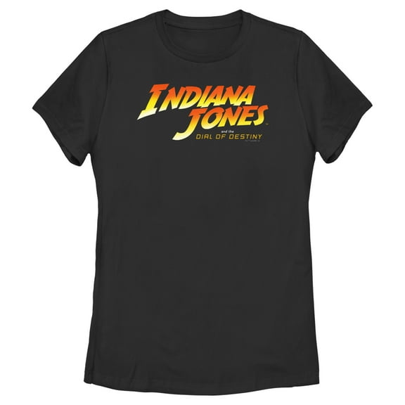 Women's Indiana Jones and the Dial of Destiny Official Movie Logo Graphic Tee Black Large