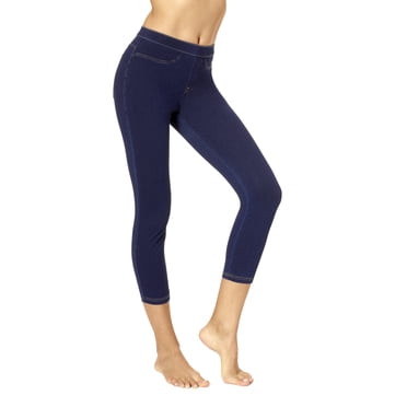 No nonsense Women's Classic Denim Indigo Capri Legging, Dark Denim, Large