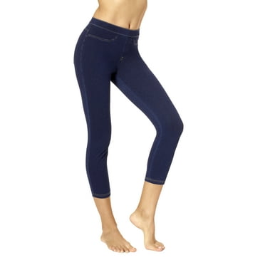 No nonsense Women's Classic Denim Indigo Capri Legging, Dark Denim, Large