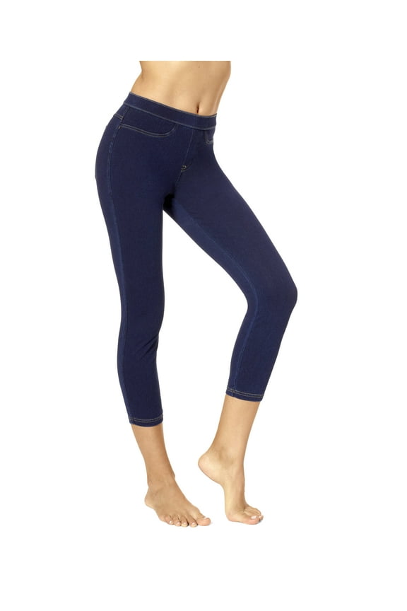 Women's Classic Denim Indigo Capri Legging, Dark Denim, Large