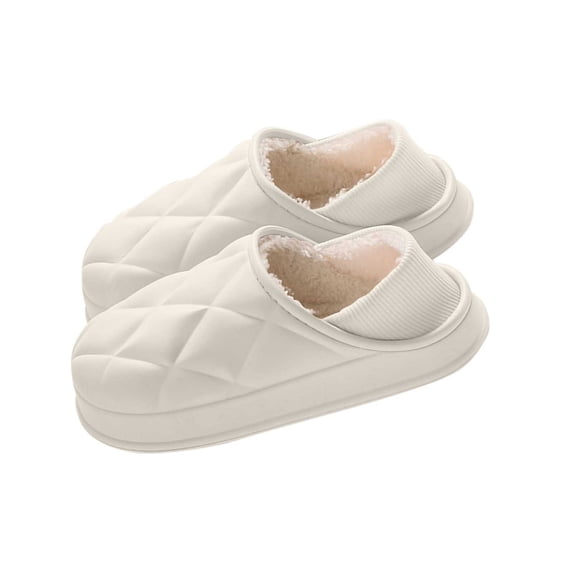 Women's Indoor Bedroom Slipper with Memory Foam Unisex Couple Fashionable Casual Winter Outerwear Closed-Toe Half-Slippers Fleece-Lined Warm Flat Slippers