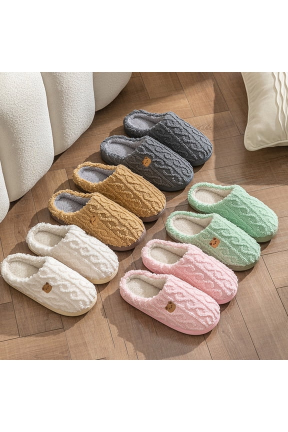 Women's Indoor Bedroom Slipper With Memory Foam Gift Women Wool Like House Shoe With Anti Skid Rubber Sole White 37