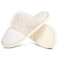 thumbnail image 1 of Women's Indoor Outdoor Memory Foam House Slippers,Cozy Fluffy Non-Slip Sole,Faux Fur House Shoes/Ivory, 1 of 7