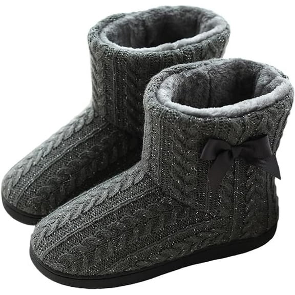 Women's Indoor Outdoor Slippers - Booties with Plush Fleece Lining and Anti-Slip Sole