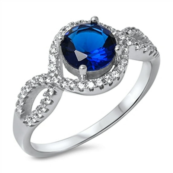 Women's Infinity Blue Simulated Sapphire Wholesale Ring .925 Sterling Silver CZ Female Size 10
