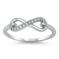 Women's Infinity Clear CZ Promise Ring .925 Sterling Silver Band White Jewelry Female Size 11