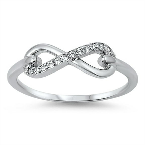 Women's Infinity Clear CZ Promise Ring .925 Sterling Silver Band White Jewelry Female Size 11