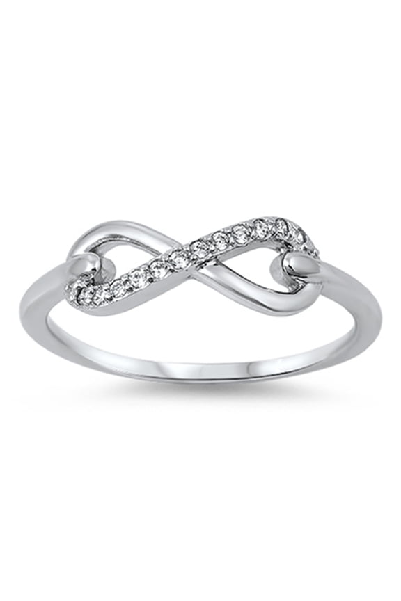 Women's Infinity Clear CZ Promise Ring .925 Sterling Silver Band White Jewelry Female Size 11