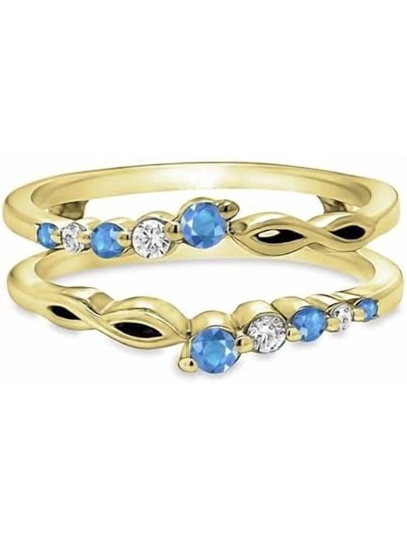 Women's Infinity Design Stone Enhancer Fashion Ring Yellow Gold Tone Size 8.42