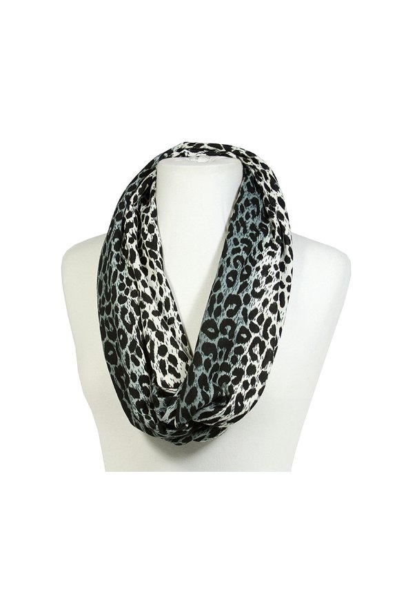 Women's Infinity Loop Scarf - Leopard Print Charcoal, Soft & Cozy Winter Fashion Scarf, Versatile Accessory