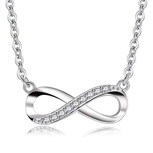 Women's Infinity Necklace 925 Sterling Silver, Necklace with Endless