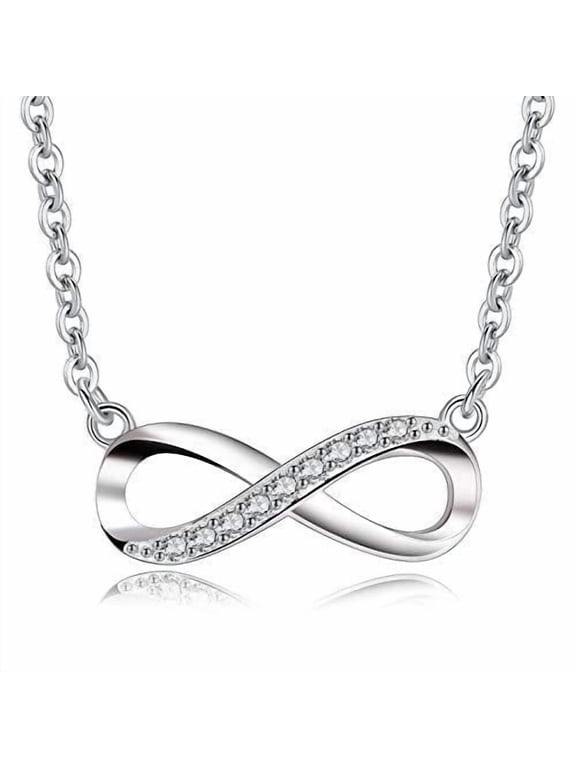Women's Infinity Necklace 925 Sterling Silver, Necklace with Endless Symbol, 18", Adjustable