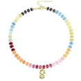thumbnail image 1 of Women's Initials Necklace, Colorful Beaded Gemstone Bubble Letter Pendant Necklace Natural Stone Summer Beach Handmade Gifts, 1 of 8