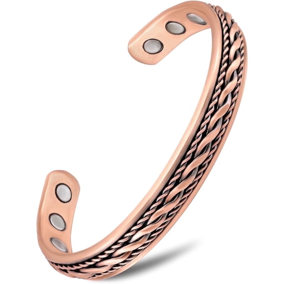 MagnetRX® Women’s Copper Bracelet – 99.9% Pure Copper Adjustable Cuff Bracelet with Magnetic Design (Inlay Wire)