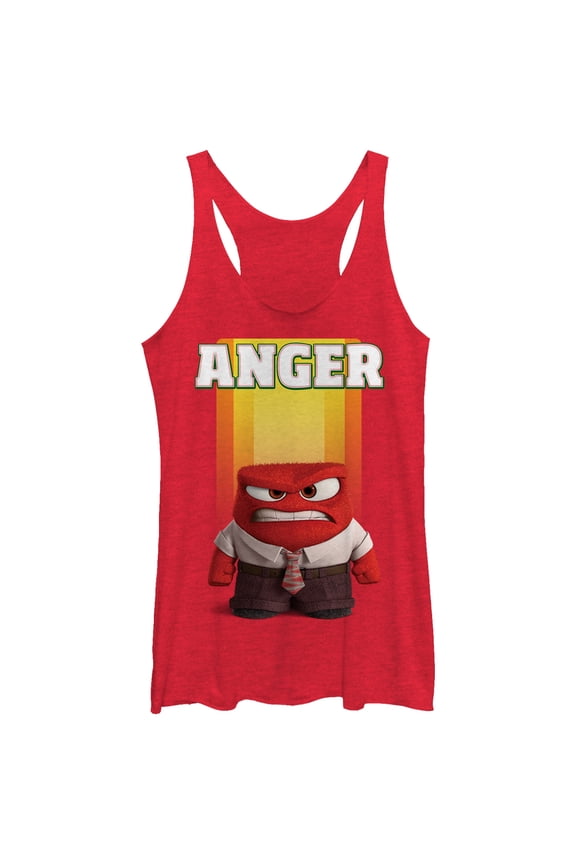 Women's Inside Out Anger Portrait Racerback Tank Top Red Heather Medium