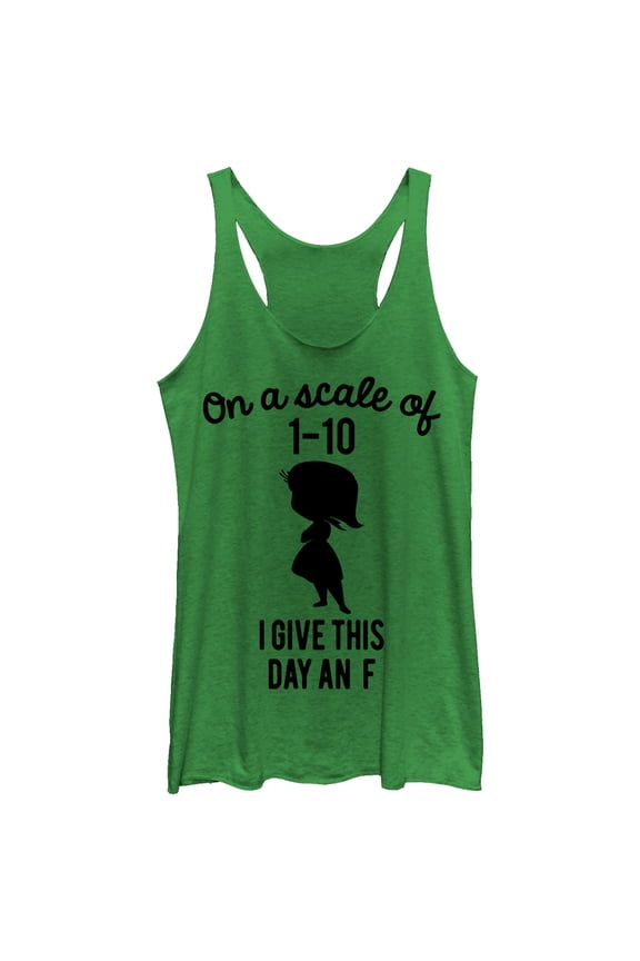 Women's Inside Out Disgust I Give This Day an F  Racerback Tank Top Envy Green Small