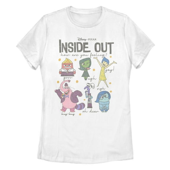 Women's Inside Out How Are You Feeling Exclamations Distressed Graphic T-Shirt