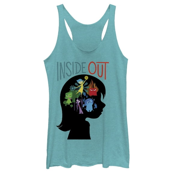 Women's Inside Out Riley Head Emotions Silhouette  Racerback Tank Top