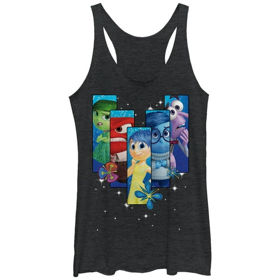 Women's Inside Out Riley's Emotions Boxes Racerback Tank Top Black Heather Small